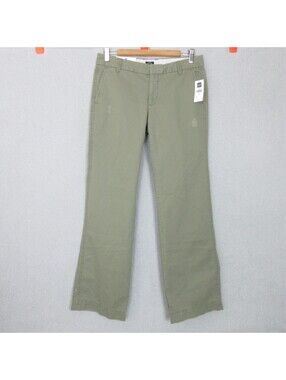 NWT GAP Pants Womens 4 Boy Cut Low Waist Olive Green Cotton Chino 32x32.5